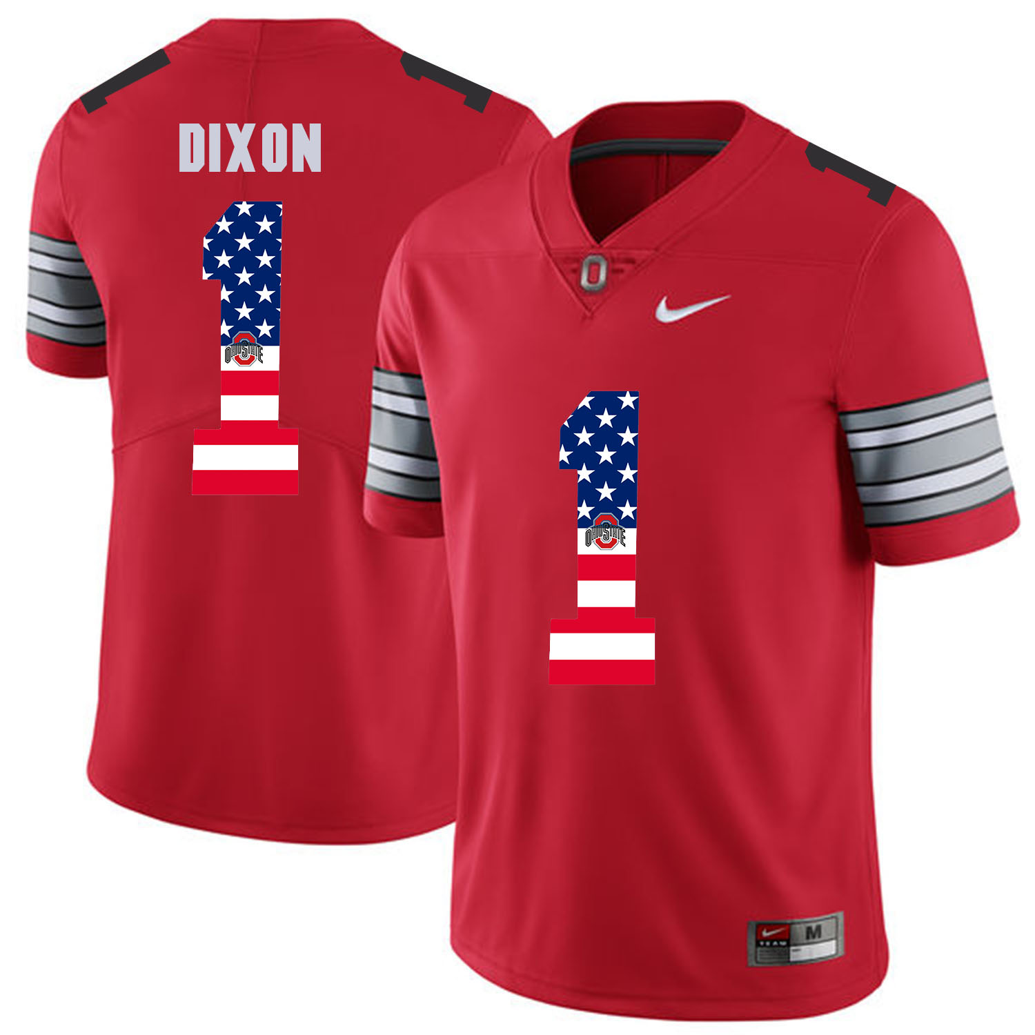 Men Ohio State #1 Dixon Red Flag Customized NCAA Jerseys